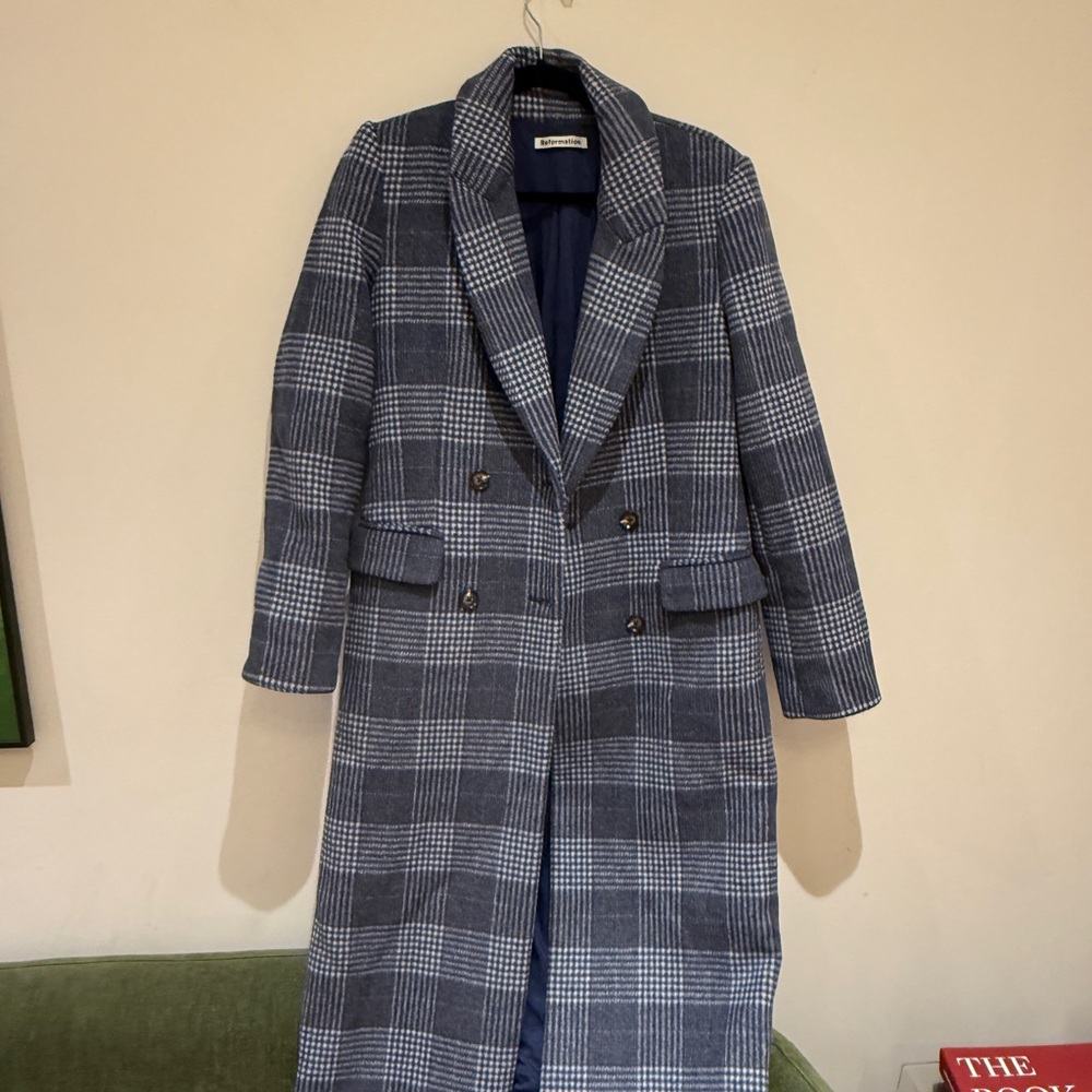 Reformation York Coat (blue plaid) - Picture 2 of 10
